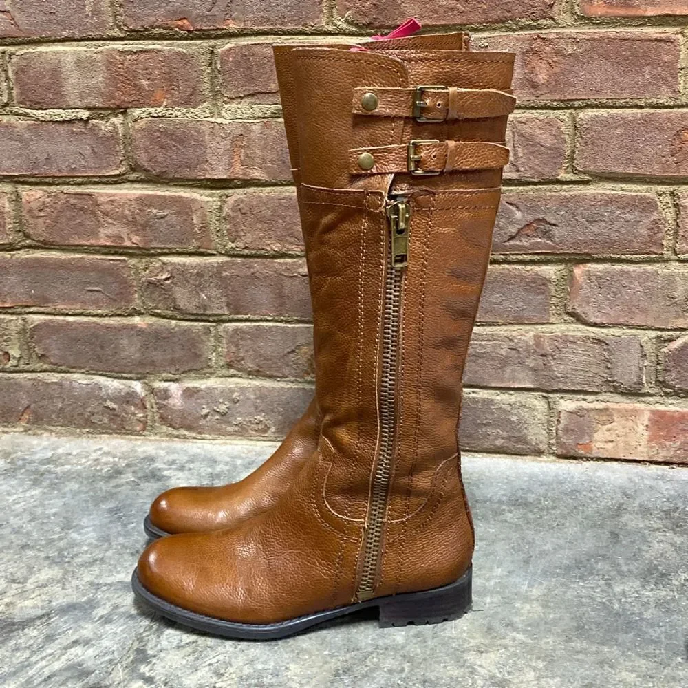 Franco Sarto Pebbled Tan Leather Tall Riding Boot Size 6.5
